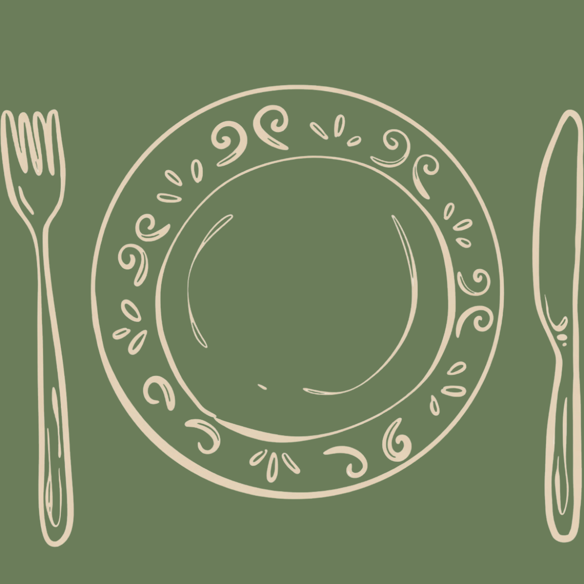 Plato con cubiertos — comer feliz y en paz